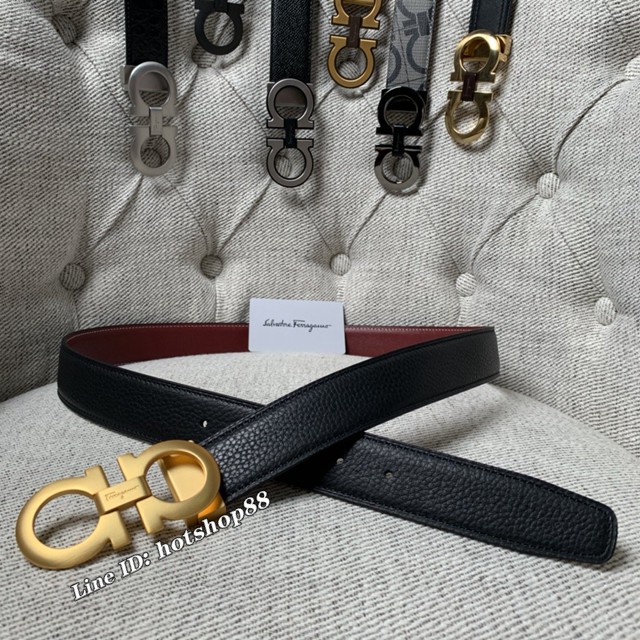 菲拉格慕專櫃款男士皮帶 Ferragamo雙面牛皮紋理腰帶  jjp2708
